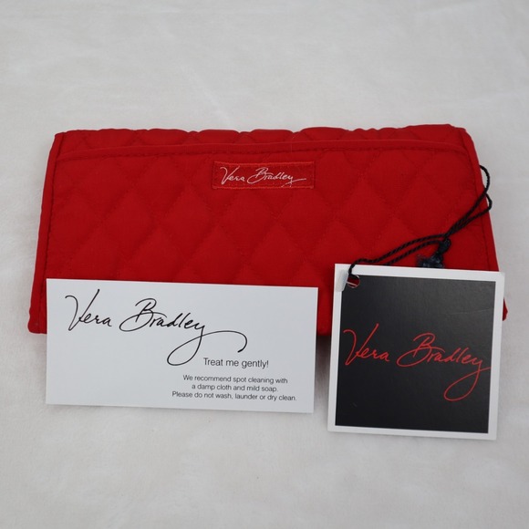 Vera Bradley Handbags - Vera BradleyMicrofiber Clutch Wallet Red Quilted Snap Closure‎ NWT